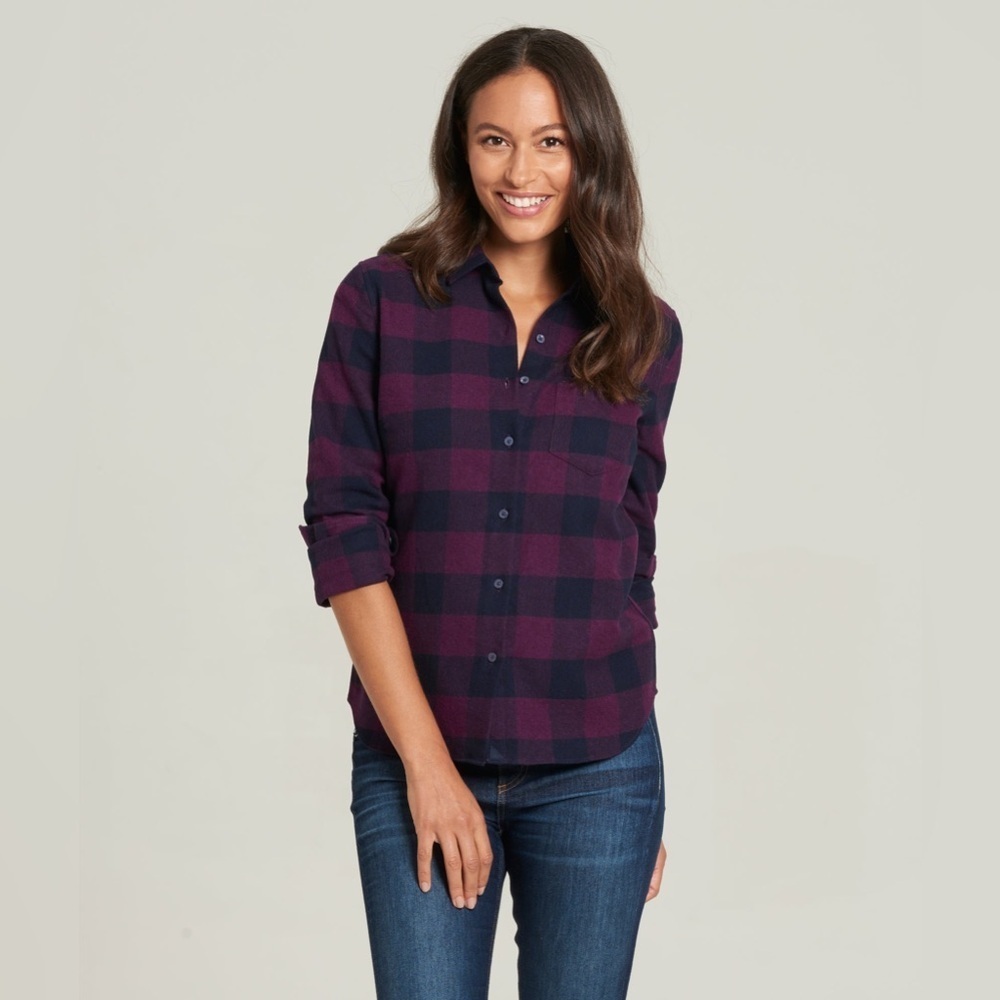 UNTUCKit Womens KIR 100% Cotton Flannel Button Down Shirt Long Sleeve Size 2